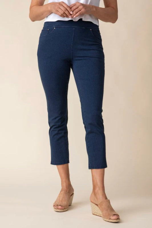 Pull On Crop Capri Stonewash