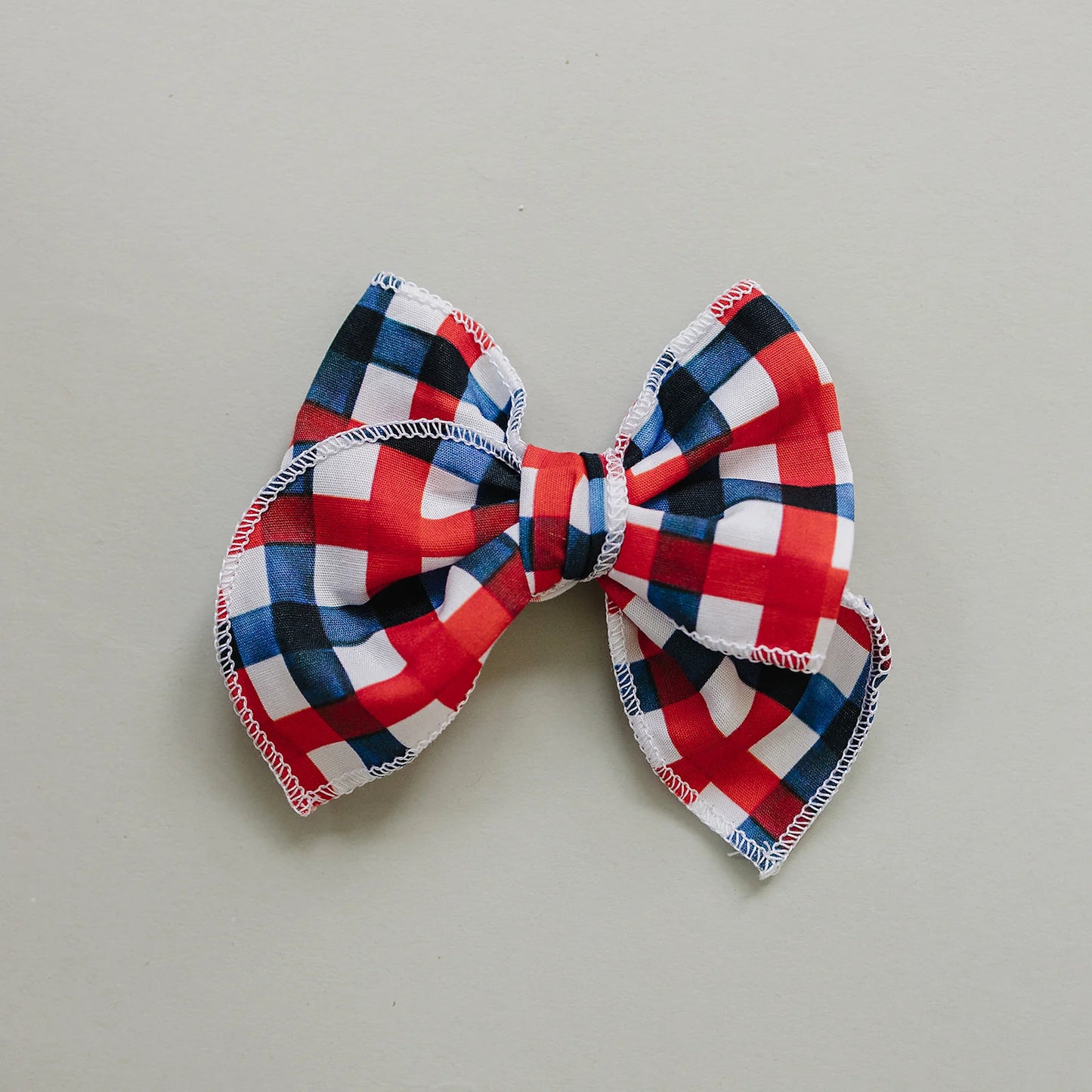 All American Plaid Hair Bow Med Clip