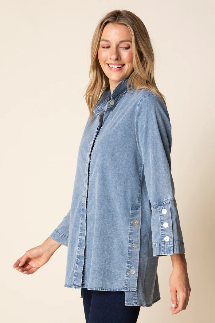 Stretch Denim Button Tunic