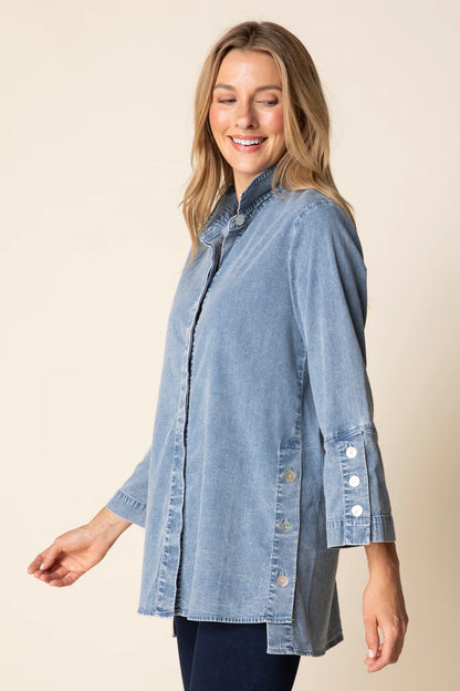 Stretch Denim Button Tunic