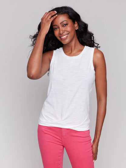 Cotton Knot Tank White