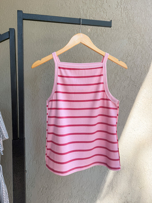 Striped Knit Tank Pink on Pink