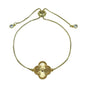 Clover Charm on Plated Gold Pull Chain Bracelet: 18KT Gold Fill