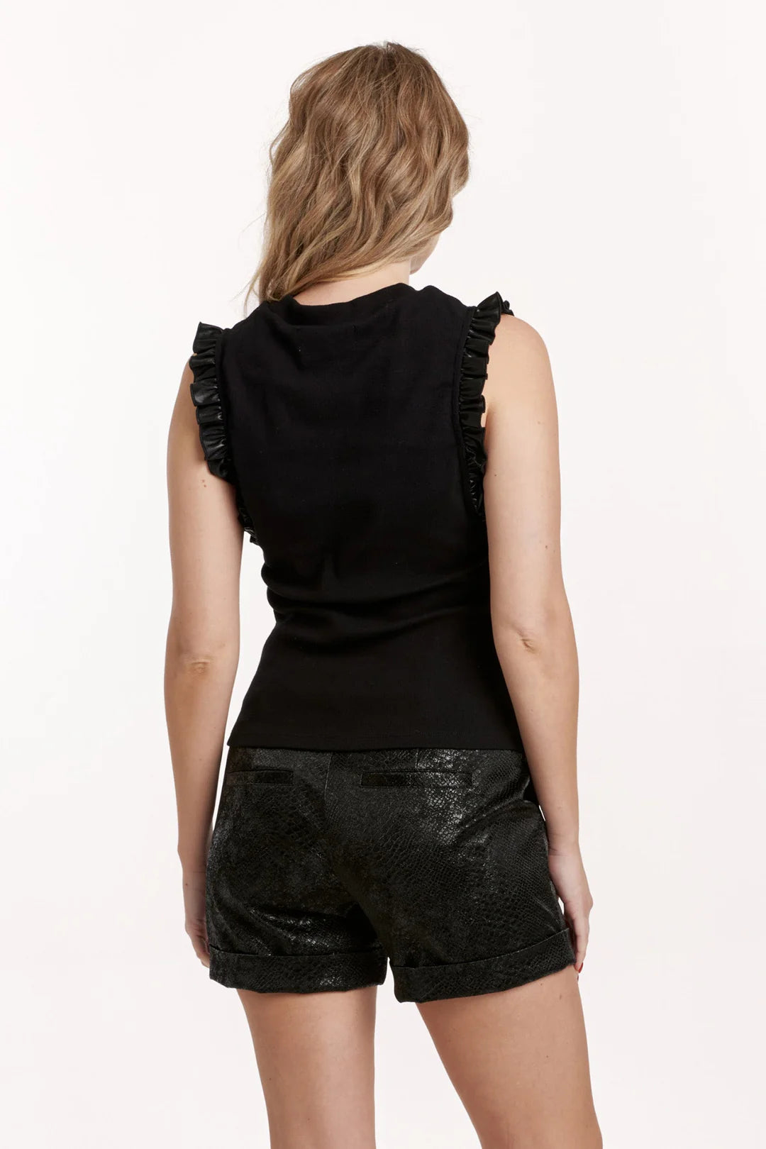 Bridget Ruffled Trimmed Top- Black