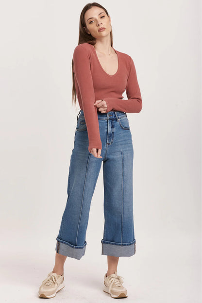 AUDREY SUPER HIGH RISE CROPPED WIDE LEG JEANS