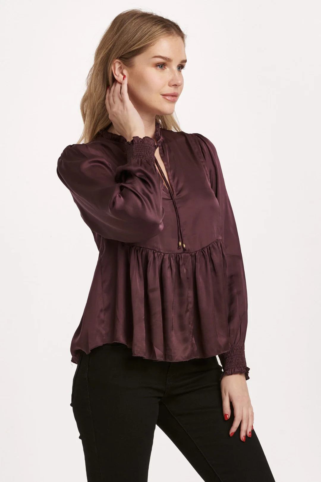 JEWEL LONG SLEEVE TOP PLUM