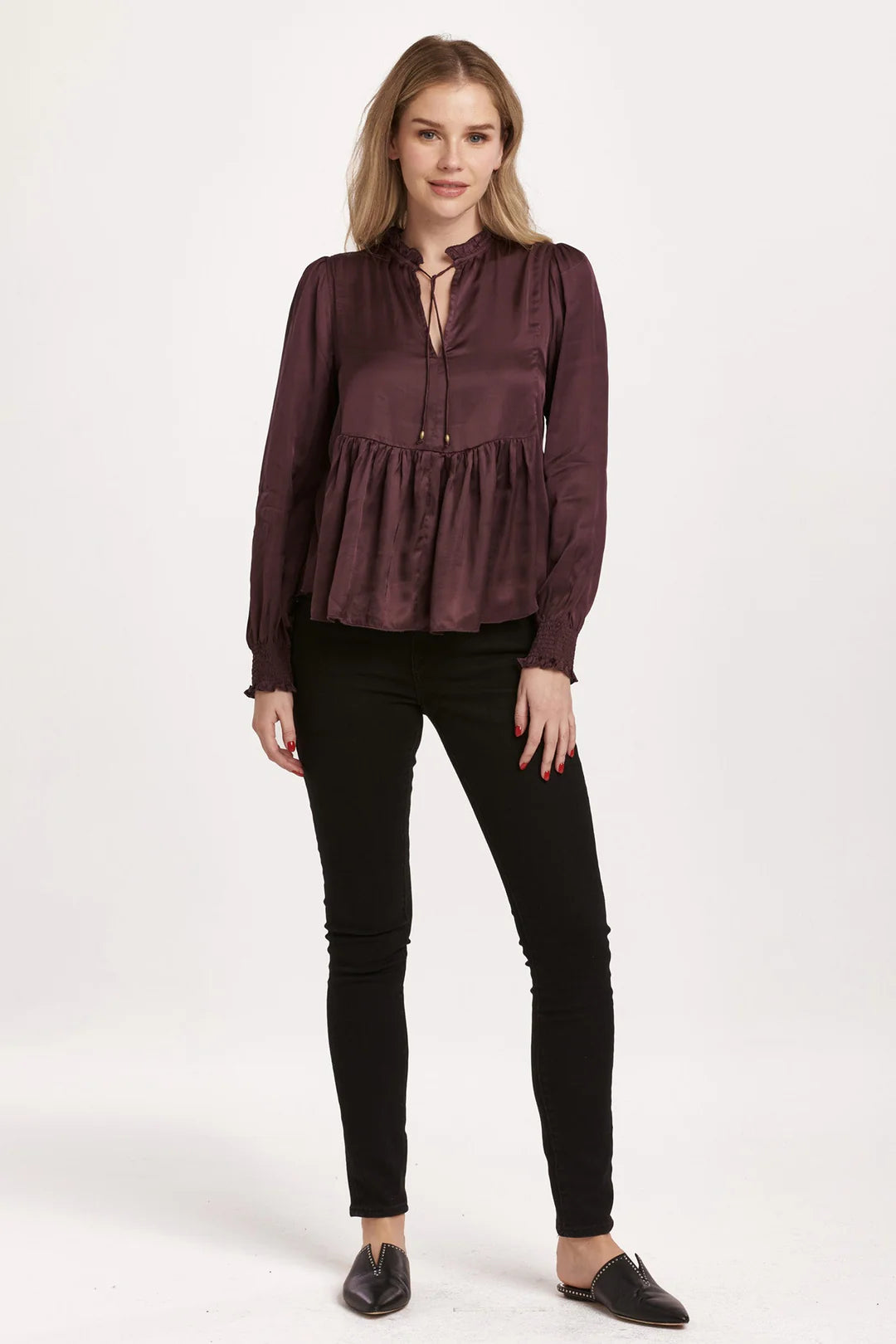 JEWEL LONG SLEEVE TOP PLUM