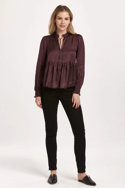 JEWEL LONG SLEEVE TOP PLUM