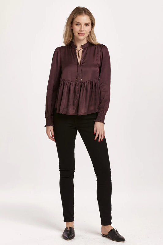 JEWEL LONG SLEEVE TOP PLUM