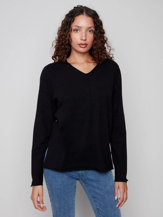 Basic V-Neck Sweater - Black