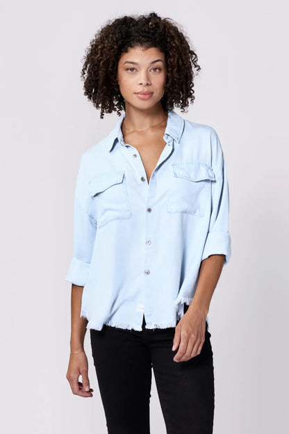 Button Up Long Sleeve Boxy Shirt