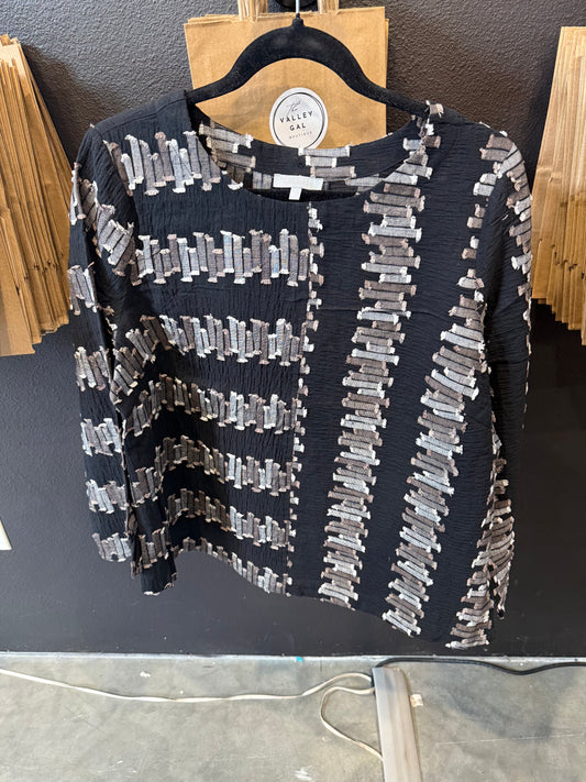 Embroidered Cotton Button Back Pullover