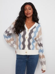V-Neck Jacquard Cardigan