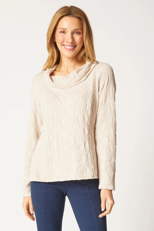 Sunburst Cream Cowl Neck Top
