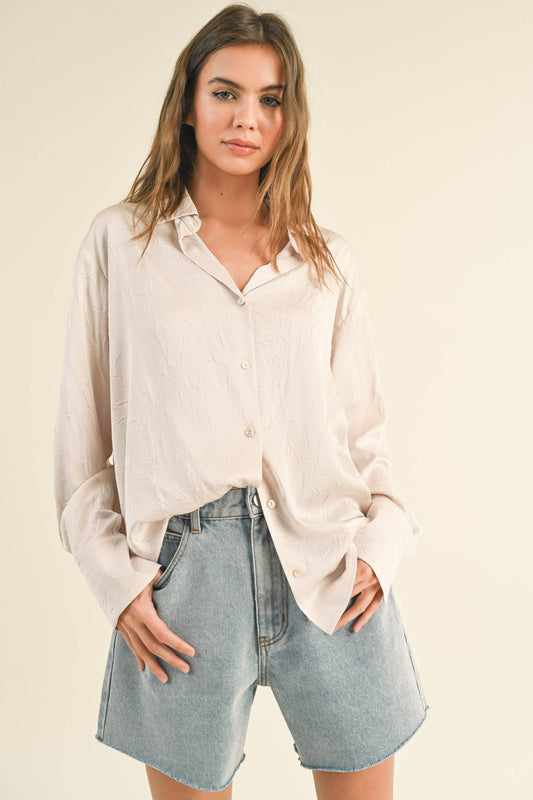 T3832  BUTTONDOWN CRINKLED DETAIL SHIRTS
