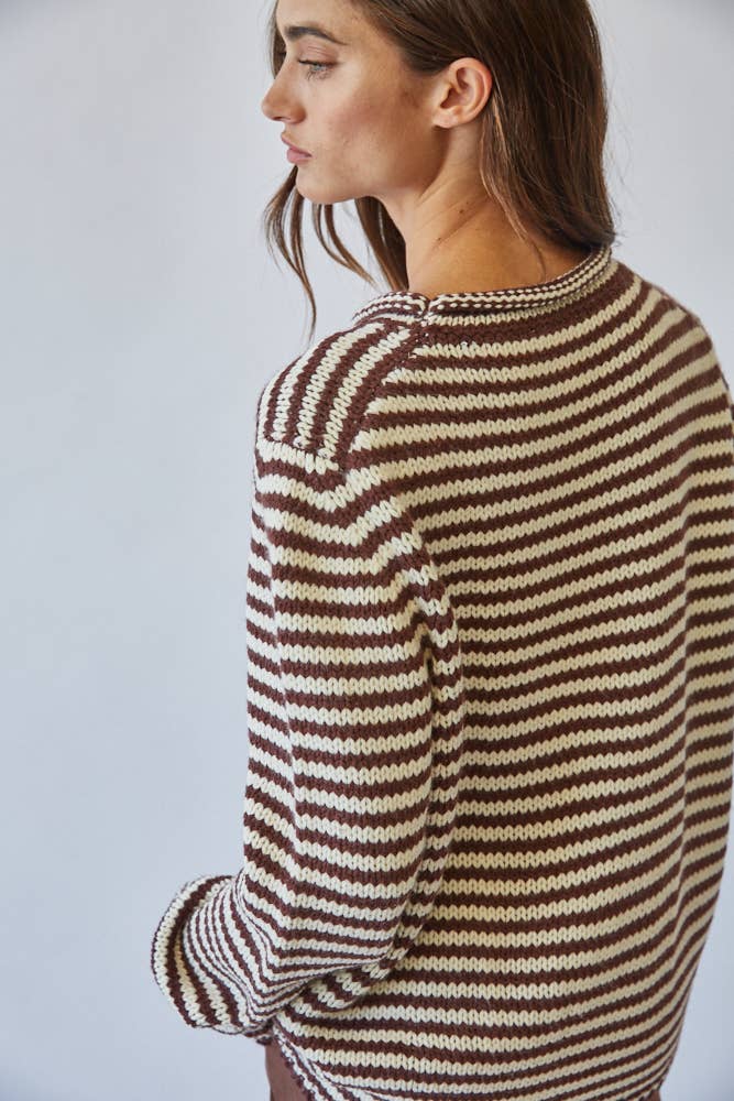 Stripe Knit Sweater Chocolate