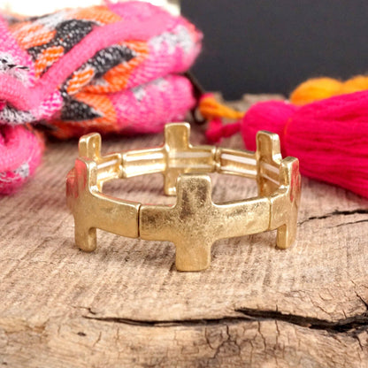 Cross Bracelet Silver Gold Tone Boho Bracelet