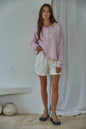 Knit Striped Sweater Cardigan Pink