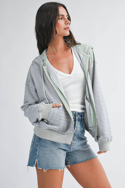5189HK Striped Zip Hoodie