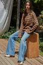 Knit Ribbed Striped Long Sleeve Pullover