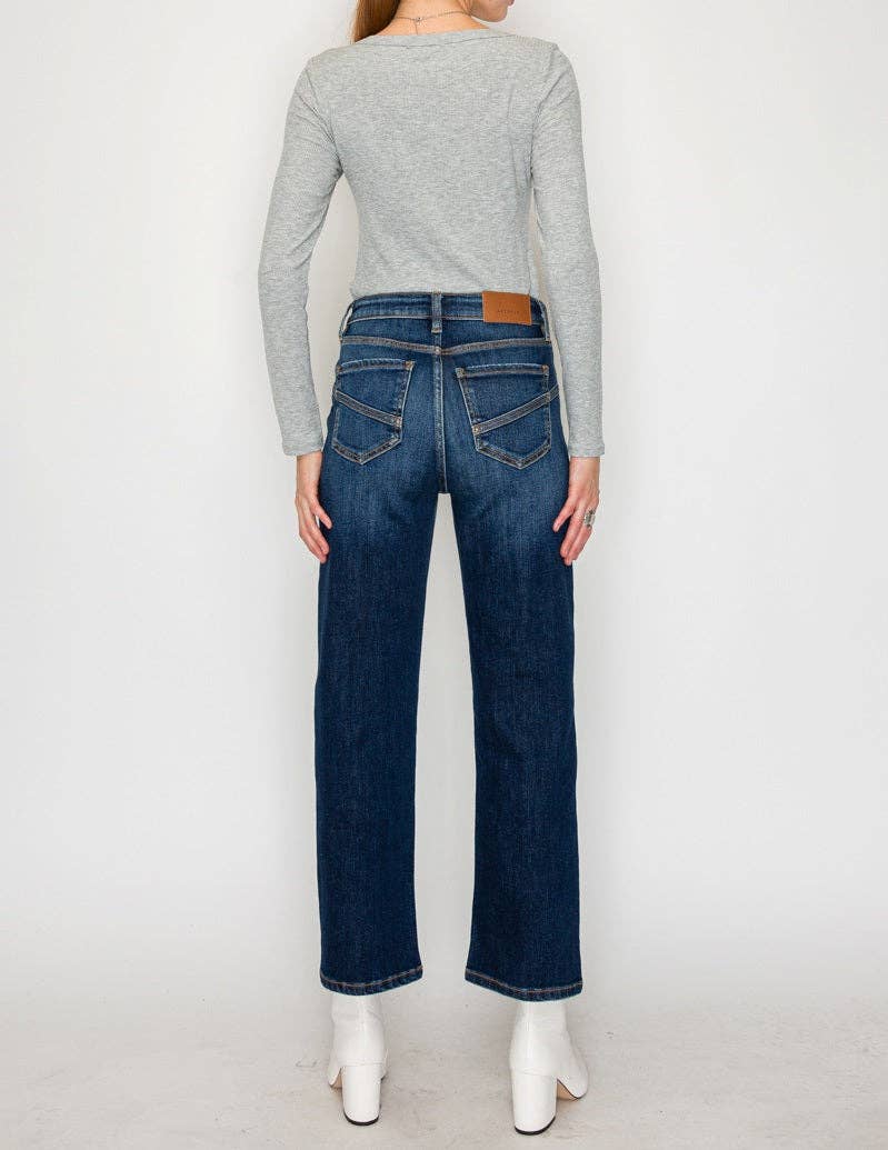 High Rise Straight   Western Detail Design Jeans