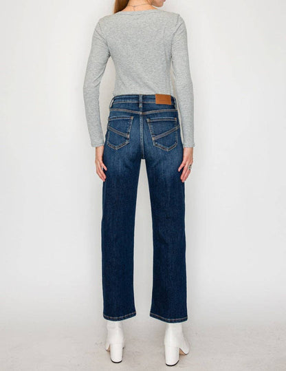 High Rise Straight   Western Detail Design Jeans