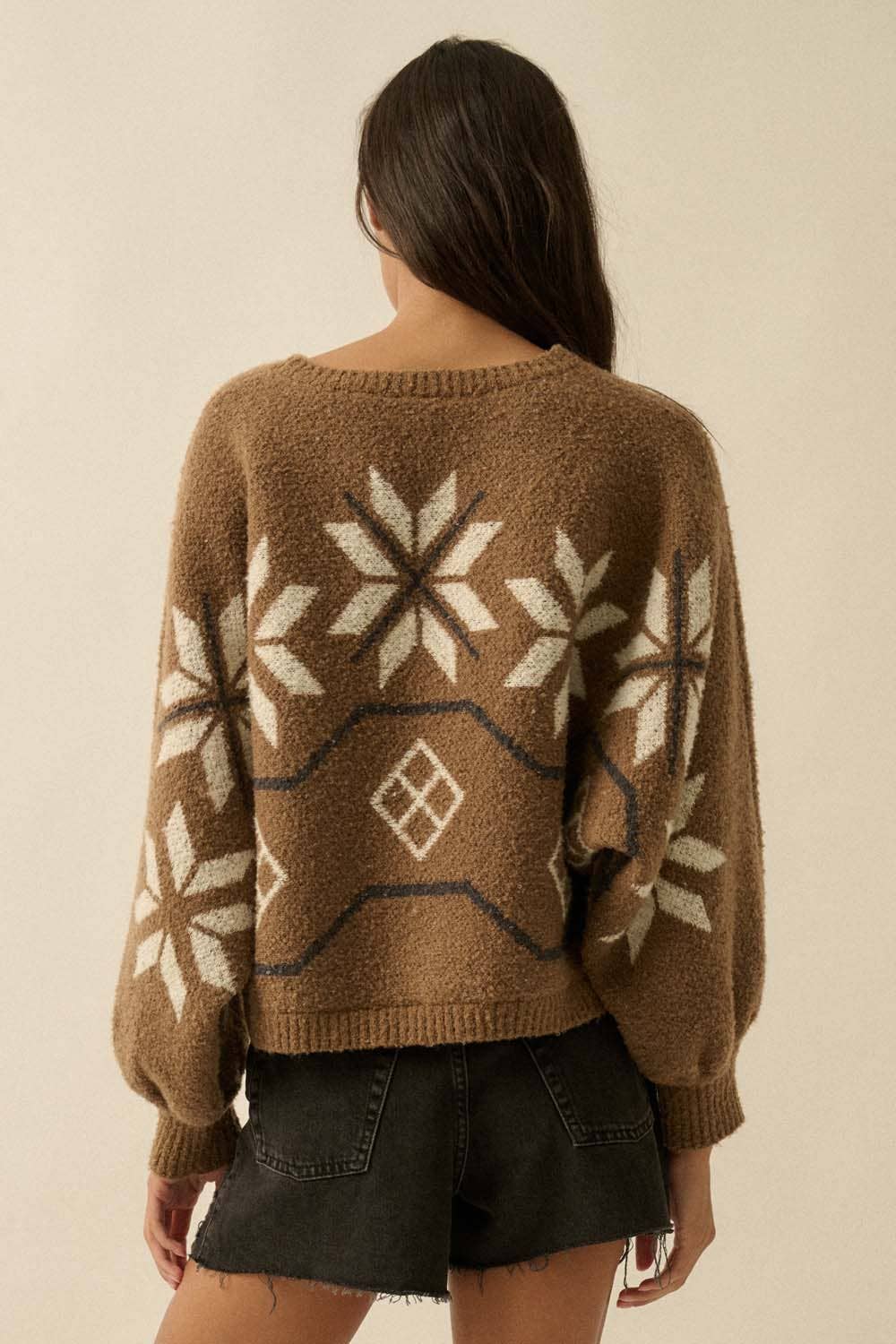 Textured Alipine-Knit Dolman Sweater