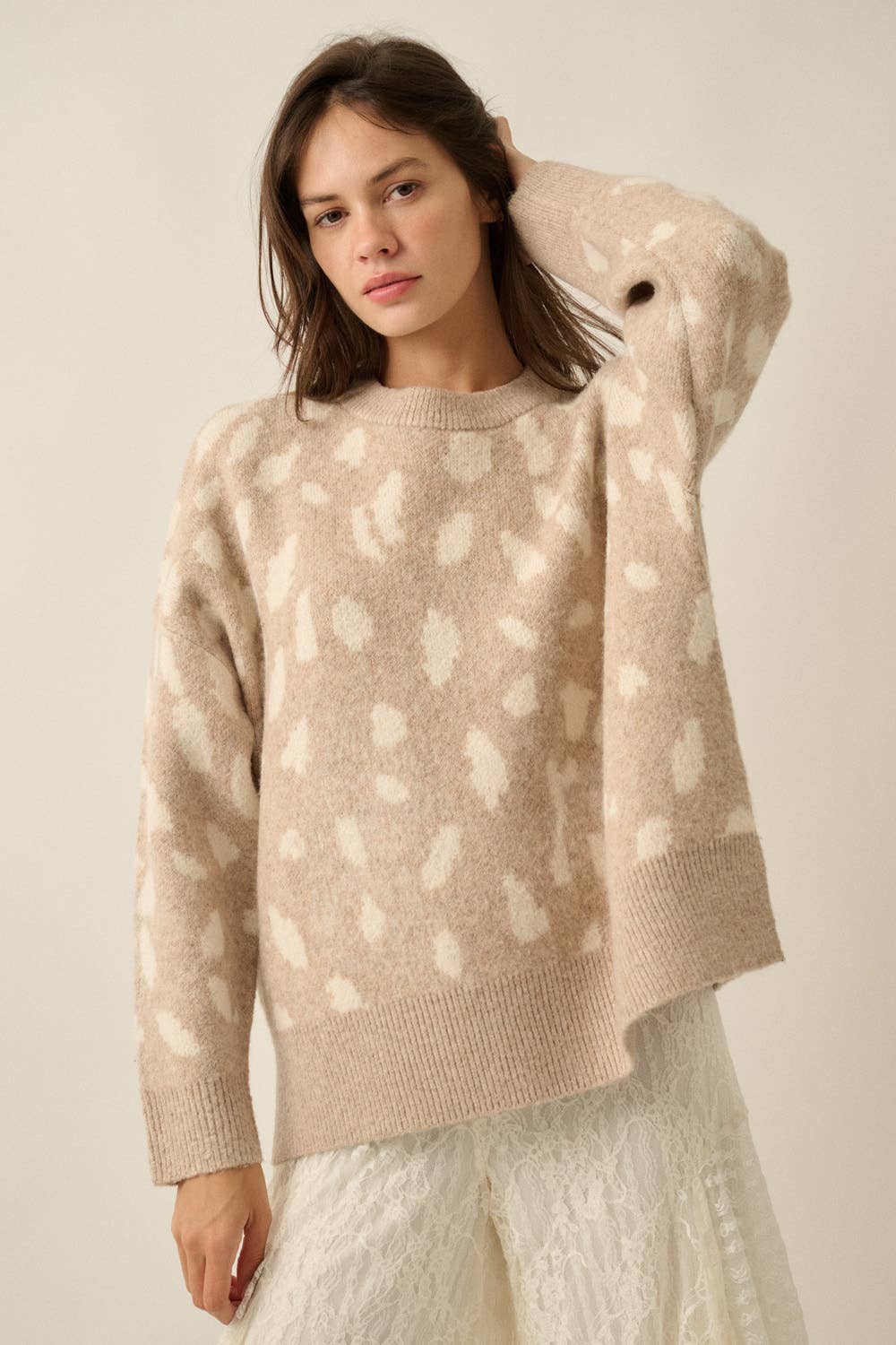 Spotted Jacquard Knit Sweater