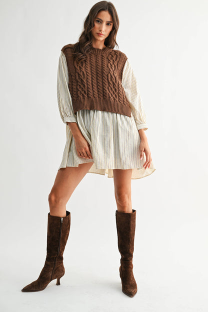 Layered Knit Sweater Dress