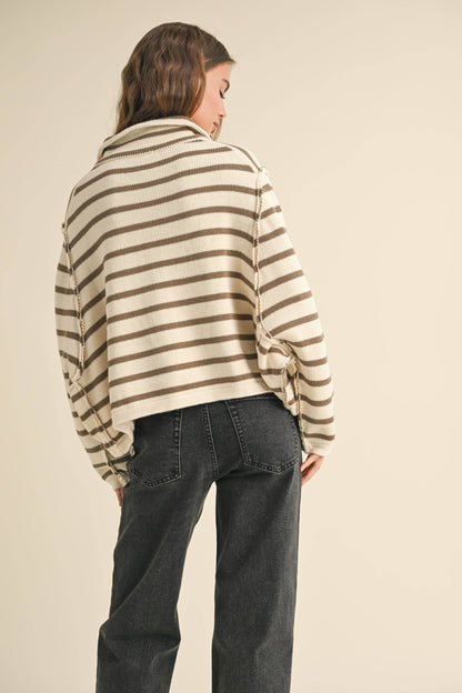 STRIPE BUTTON KNITTED CARDI