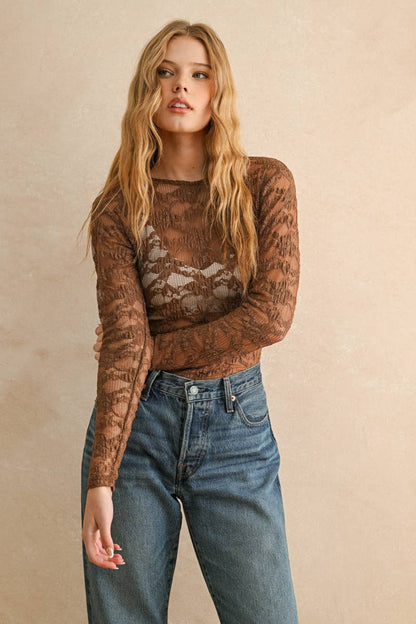 Floral Textured Long Sleeve Cream