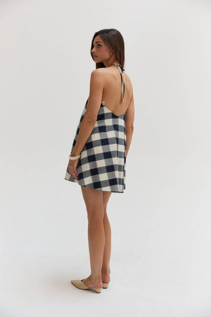 Gingham Halter Romper Dress