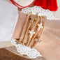 Gold Tone Sideways Cross Bracelet Set of 5