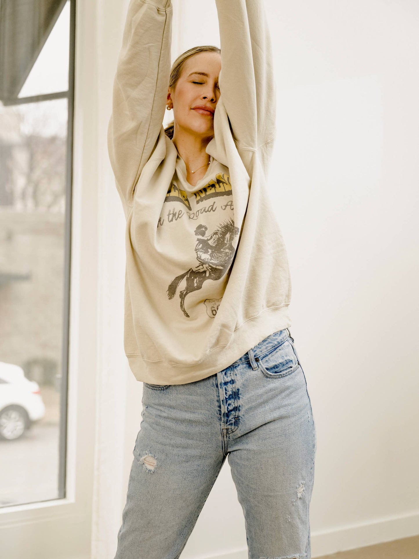 Willie Nelson Route 66 Sand Thrifted Graphic Sweatshirt