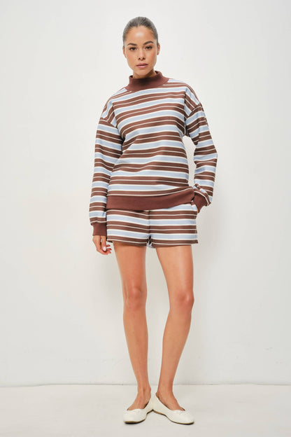 RYLAND MOCK NECK STRIPED FLEECE SWEATSHIRT (Set Option)