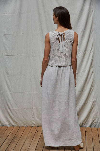 W2069 | Knit Sweater Sleeveless Flare Midi Dress