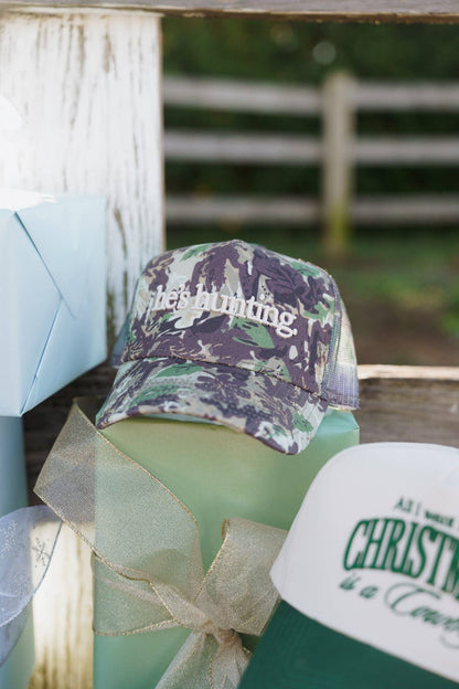 He's Hunting Camo Vintage Trucker Hat