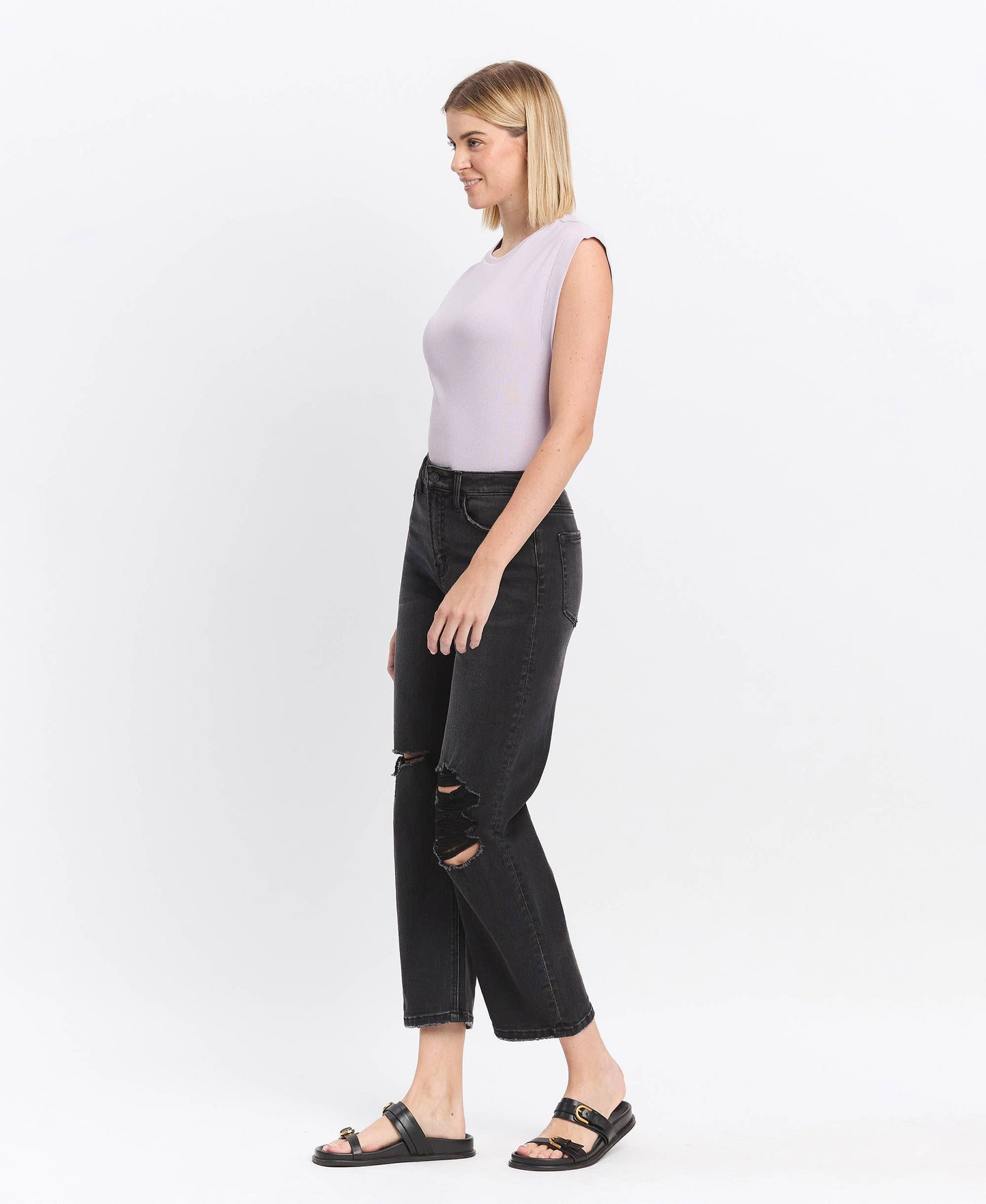 HIGH RISE BARREL JEANS T6568