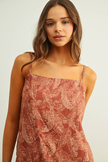 LEAF PRINT EASY DRESS