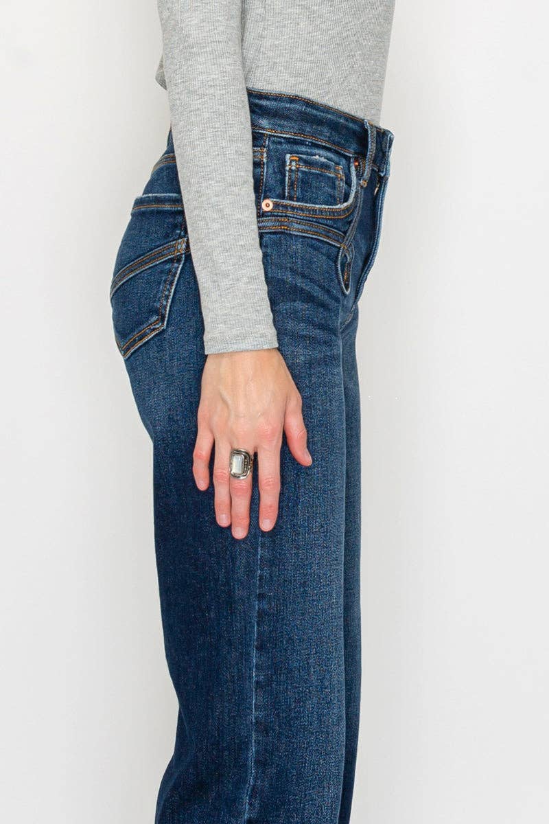 High Rise Straight   Western Detail Design Jeans