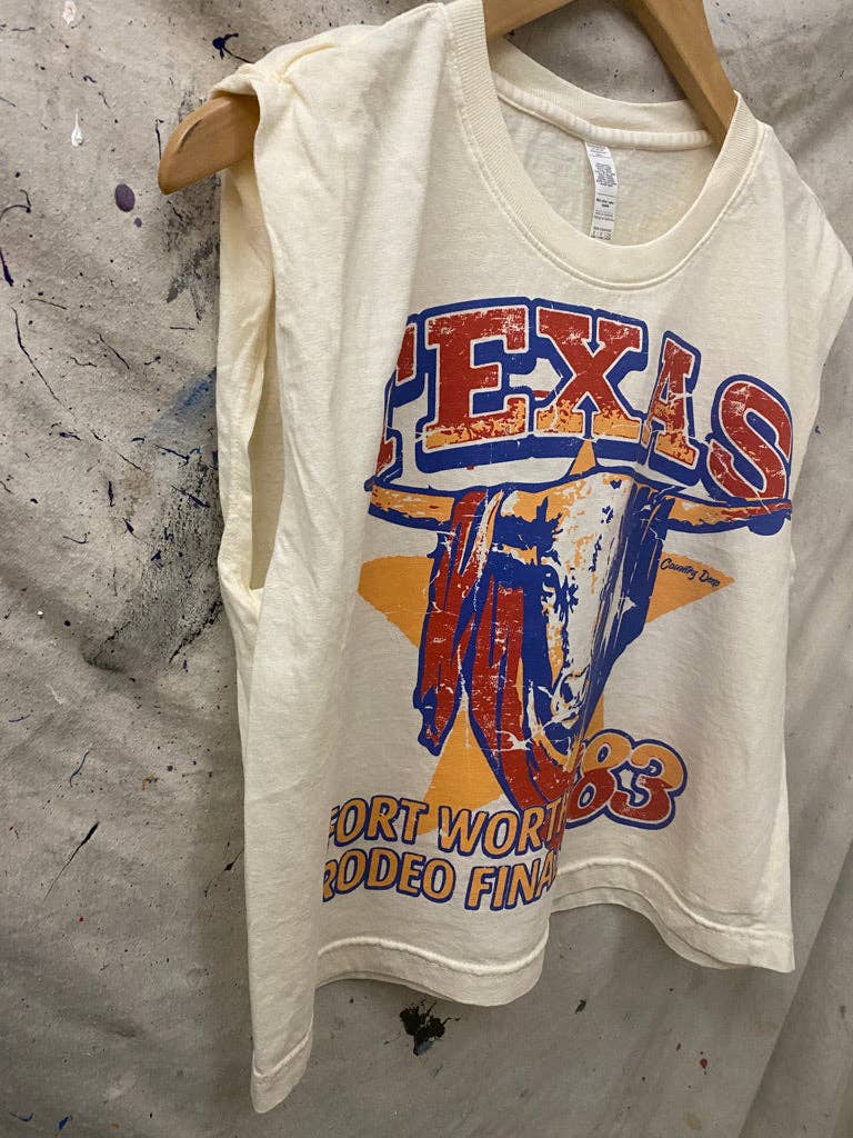 Texas Fort Worth 1983 Rodeo Finals Boxy Midriff Muscle top