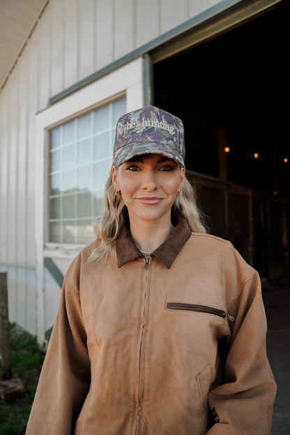 He's Hunting Camo Vintage Trucker Hat