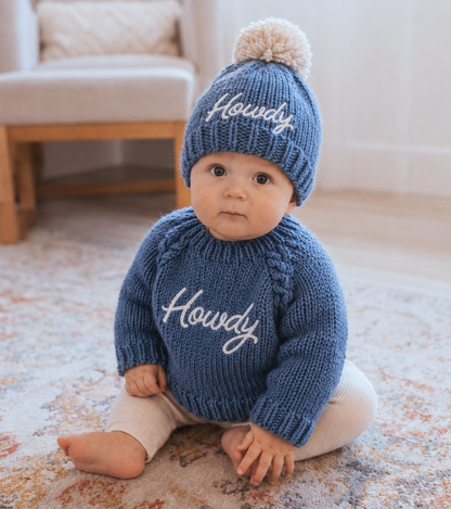 Howdy Sweater Slate Blue for Baby & Toddler
