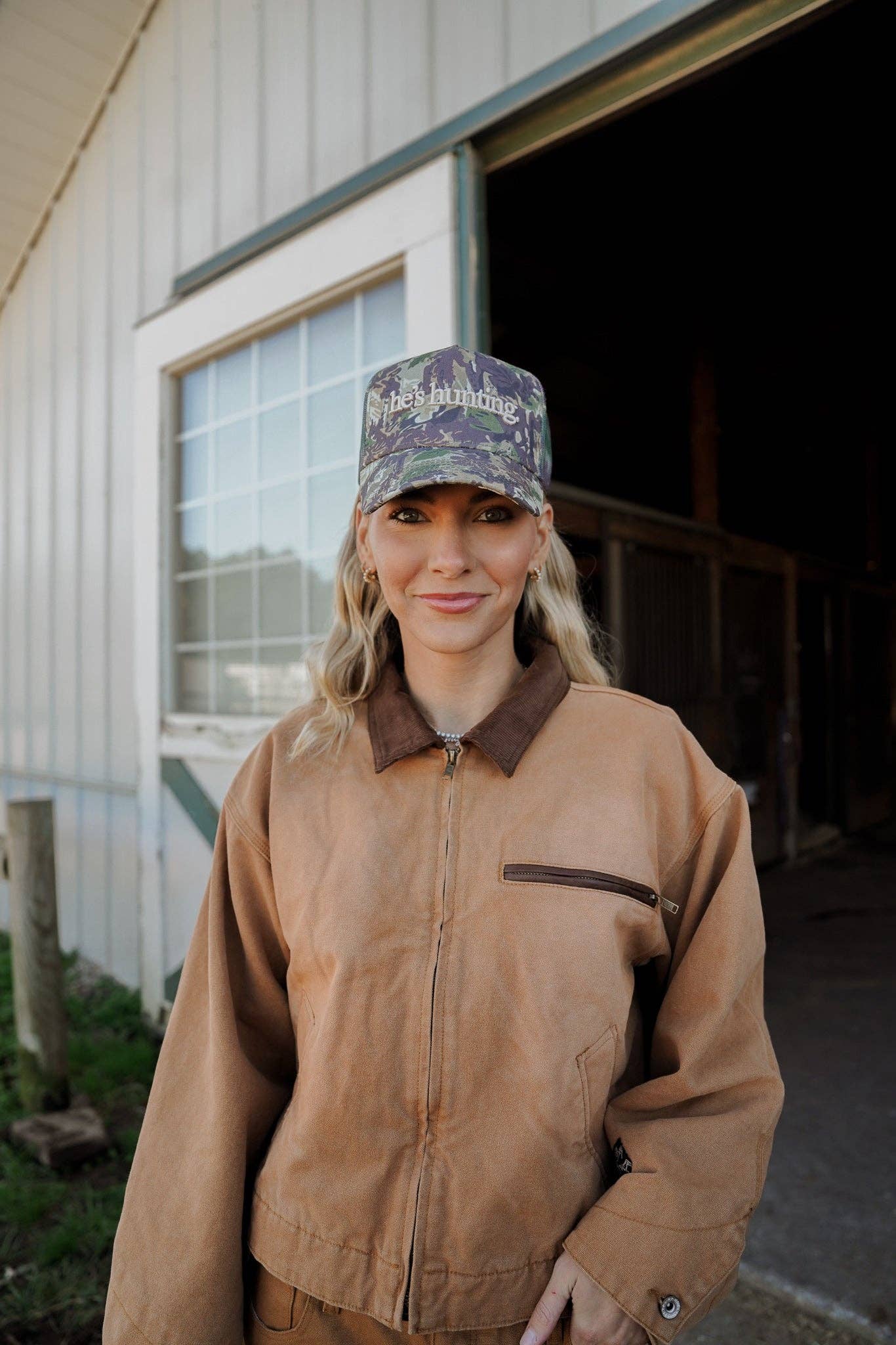 He's Hunting Camo Vintage Trucker Hat