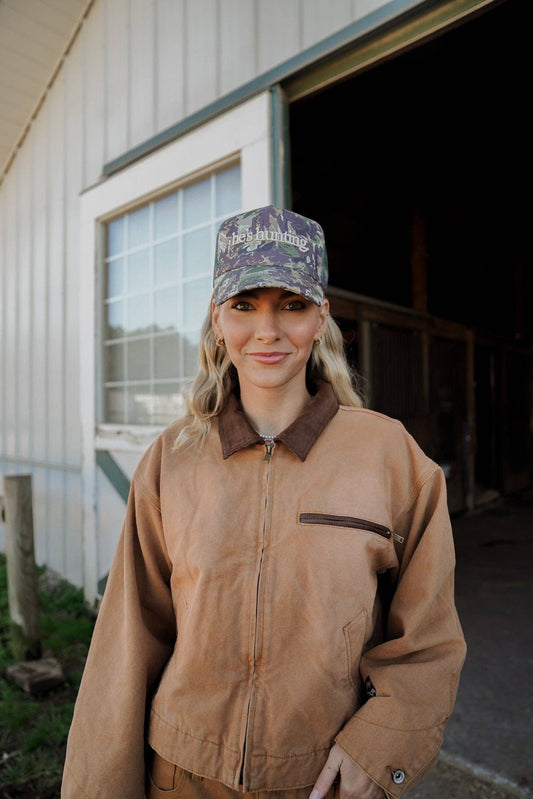 He's Hunting Camo Vintage Trucker Hat