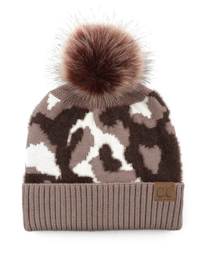 Chenille Abstract Print Beanie