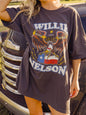 O/S Willie Nelson Born For Trouble Off Black Oversized Tee