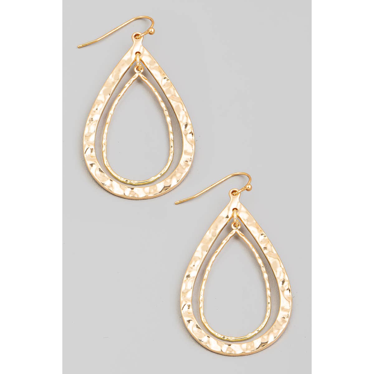 Metallic Layered Tear Dangle Hook Earrings