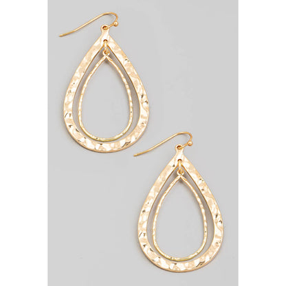 Metallic Layered Tear Dangle Hook Earrings