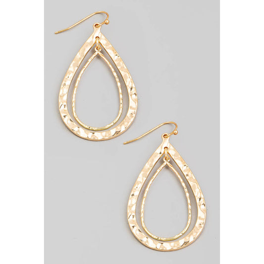 Metallic Layered Tear Dangle Hook Earrings